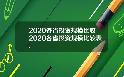2020各省投资规模比较2020各省投资规模比较表.