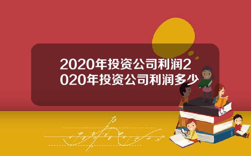 2020年投资公司利润2020年投资公司利润多少