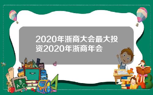 2020年浙商大会最大投资2020年浙商年会