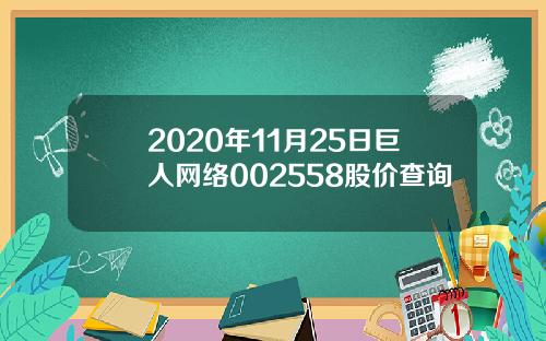 2020年11月25日巨人网络002558股价查询