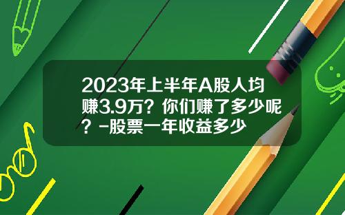 2023年上半年A股人均赚3.9万？你们赚了多少呢？-股票一年收益多少