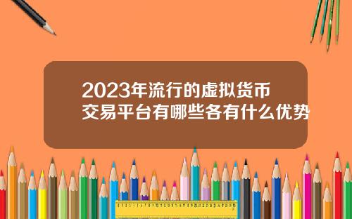 2023年流行的虚拟货币交易平台有哪些各有什么优势