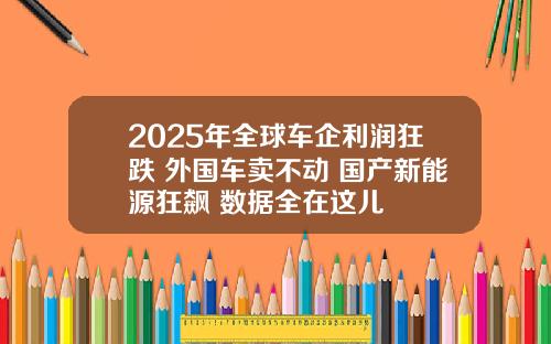 2025年全球车企利润狂跌 外国车卖不动 国产新能源狂飙 数据全在这儿