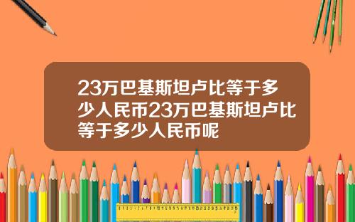 23万巴基斯坦卢比等于多少人民币23万巴基斯坦卢比等于多少人民币呢