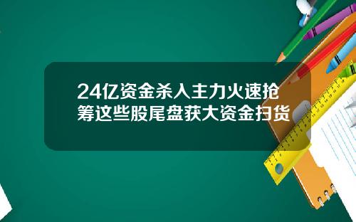 24亿资金杀入主力火速抢筹这些股尾盘获大资金扫货