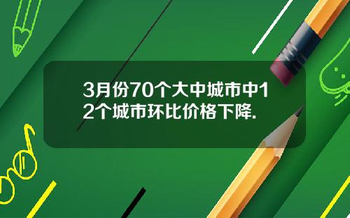 3月份70个大中城市中12个城市环比价格下降.