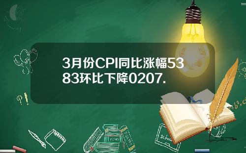 3月份CPI同比涨幅5383环比下降0207.