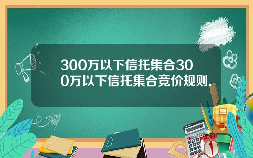 300万以下信托集合300万以下信托集合竞价规则.