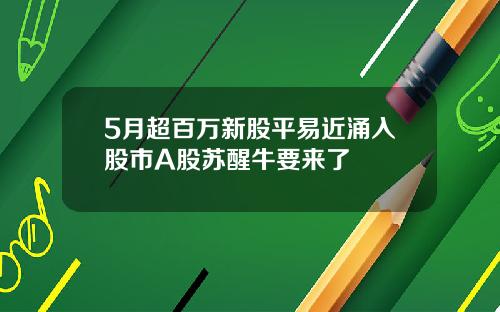 5月超百万新股平易近涌入股市A股苏醒牛要来了