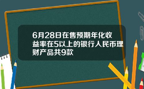 6月28日在售预期年化收益率在5以上的银行人民币理财产品共9款