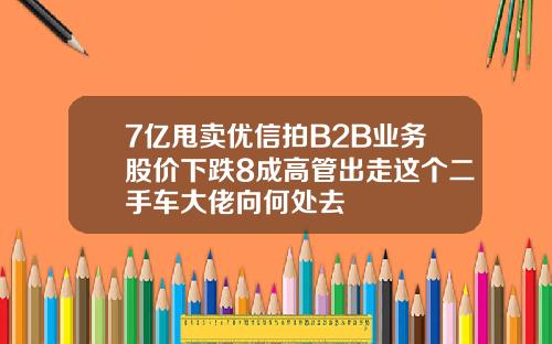 7亿甩卖优信拍B2B业务股价下跌8成高管出走这个二手车大佬向何处去