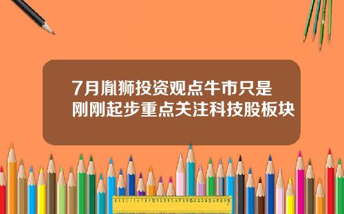 7月胤狮投资观点牛市只是刚刚起步重点关注科技股板块