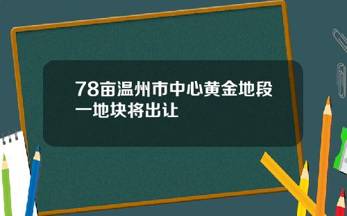 78亩温州市中心黄金地段一地块将出让