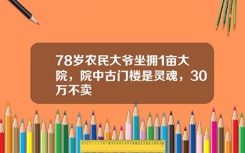 78岁农民大爷坐拥1亩大院，院中古门楼是灵魂，30万不卖