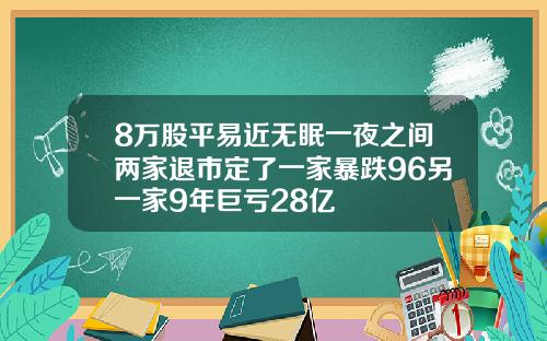 8万股平易近无眠一夜之间两家退市定了一家暴跌96另一家9年巨亏28亿