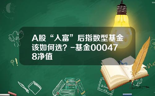 A股“入富”后指数型基金该如何选？-基金000478净值