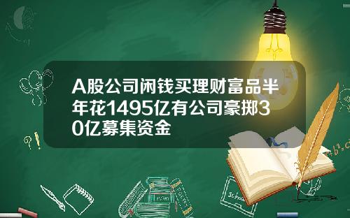A股公司闲钱买理财富品半年花1495亿有公司豪掷30亿募集资金
