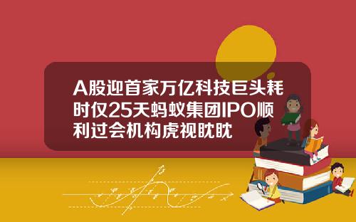 A股迎首家万亿科技巨头耗时仅25天蚂蚁集团IPO顺利过会机构虎视眈眈