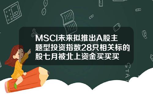 MSCI未来拟推出A股主题型投资指数28只相关标的股七月被北上资金买买买