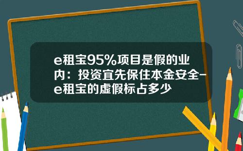 e租宝95%项目是假的业内：投资宜先保住本金安全-e租宝的虚假标占多少