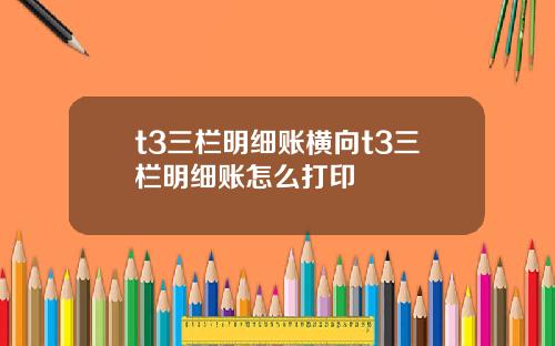 t3三栏明细账横向t3三栏明细账怎么打印