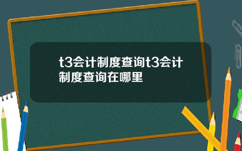 t3会计制度查询t3会计制度查询在哪里