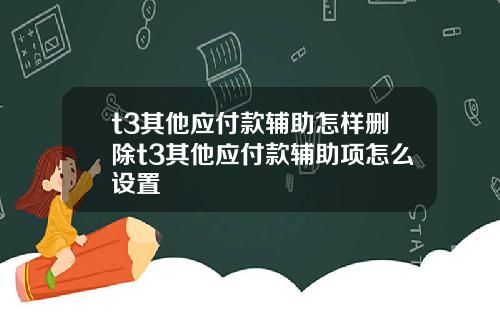 t3其他应付款辅助怎样删除t3其他应付款辅助项怎么设置