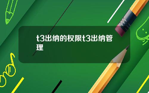 t3出纳的权限t3出纳管理