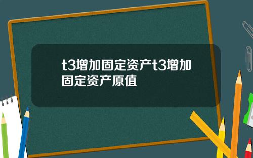 t3增加固定资产t3增加固定资产原值