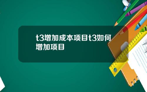 t3增加成本项目t3如何增加项目