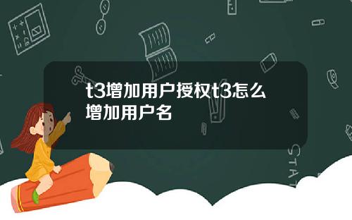t3增加用户授权t3怎么增加用户名