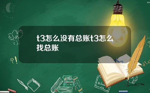 t3怎么没有总账t3怎么找总账