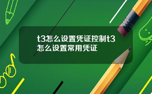 t3怎么设置凭证控制t3怎么设置常用凭证