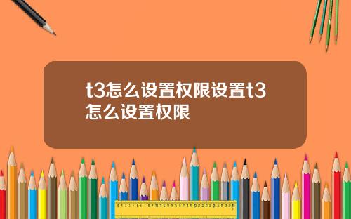 t3怎么设置权限设置t3怎么设置权限