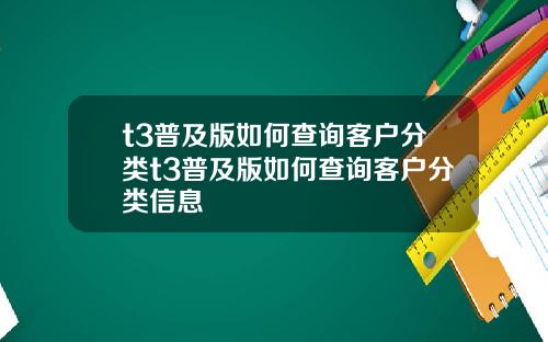 t3普及版如何查询客户分类t3普及版如何查询客户分类信息