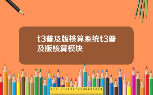 t3普及版核算系统t3普及版核算模块