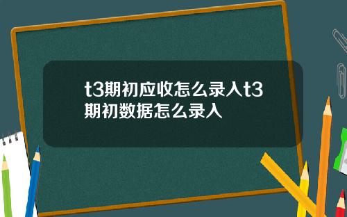 t3期初应收怎么录入t3期初数据怎么录入