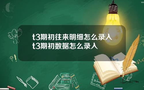 t3期初往来明细怎么录入t3期初数据怎么录入