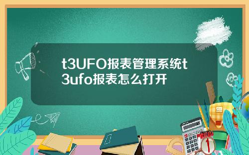 t3UFO报表管理系统t3ufo报表怎么打开