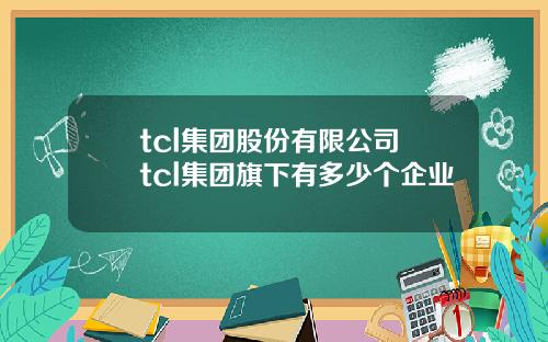 tcl集团股份有限公司 tcl集团旗下有多少个企业