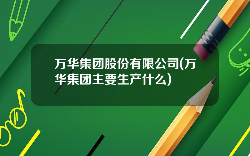万华集团股份有限公司(万华集团主要生产什么)