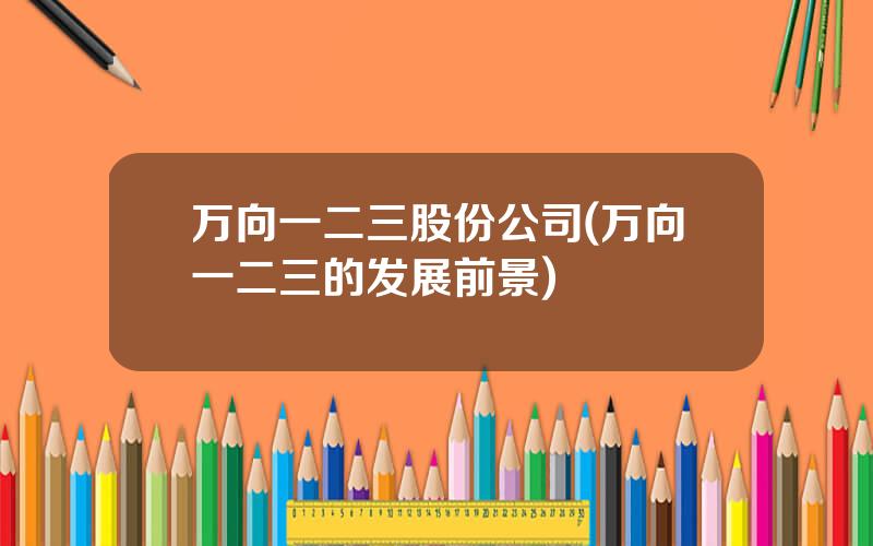 万向一二三股份公司(万向一二三的发展前景)