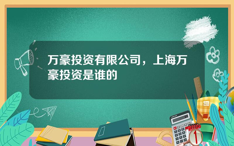 万豪投资有限公司，上海万豪投资是谁的