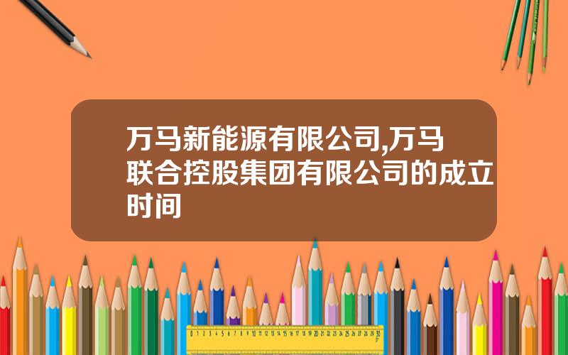 万马新能源有限公司,万马联合控股集团有限公司的成立时间