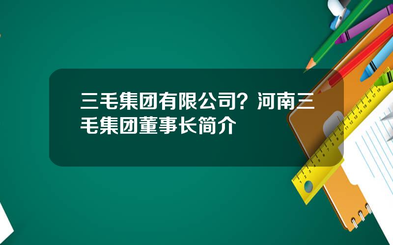 三毛集团有限公司？河南三毛集团董事长简介