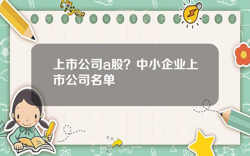 上市公司a股？中小企业上市公司名单