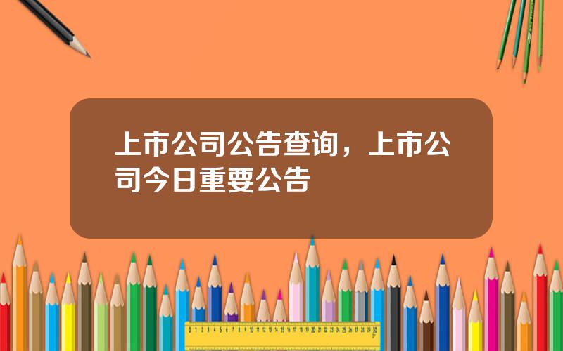 上市公司公告查询，上市公司今日重要公告