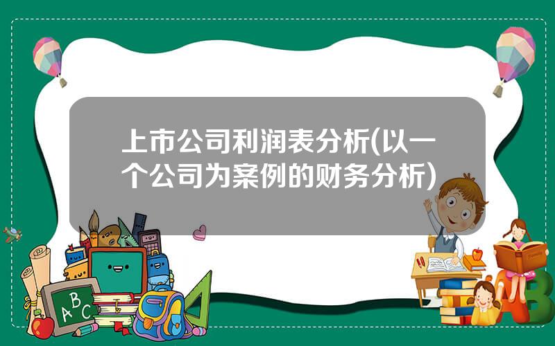 上市公司利润表分析(以一个公司为案例的财务分析)