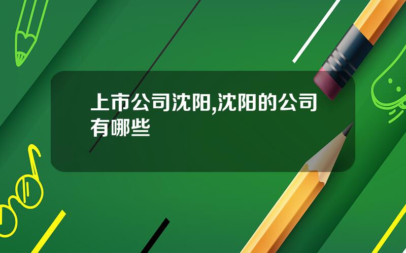 上市公司沈阳,沈阳的公司有哪些