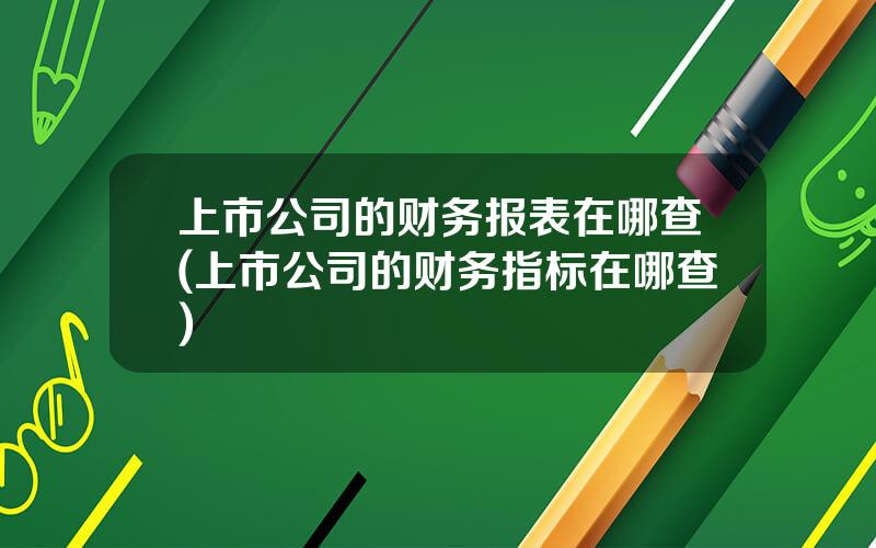 上市公司的财务报表在哪查(上市公司的财务指标在哪查)